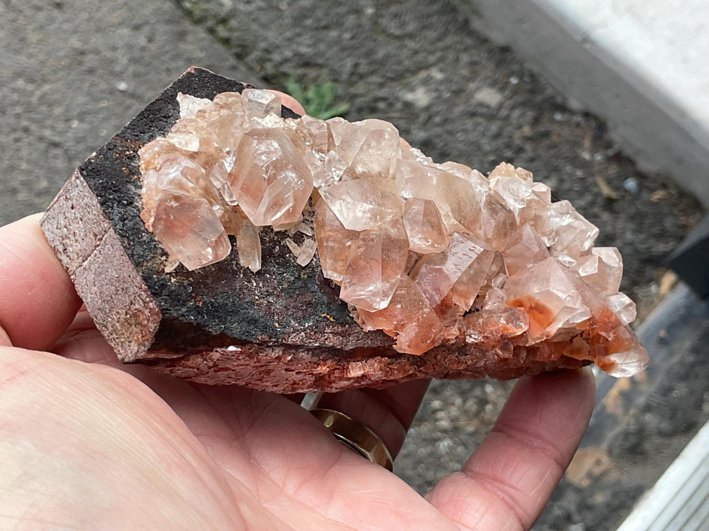 266g Blocky Calcite on Hematite Quartzite Specimen 3A from Hubei, China