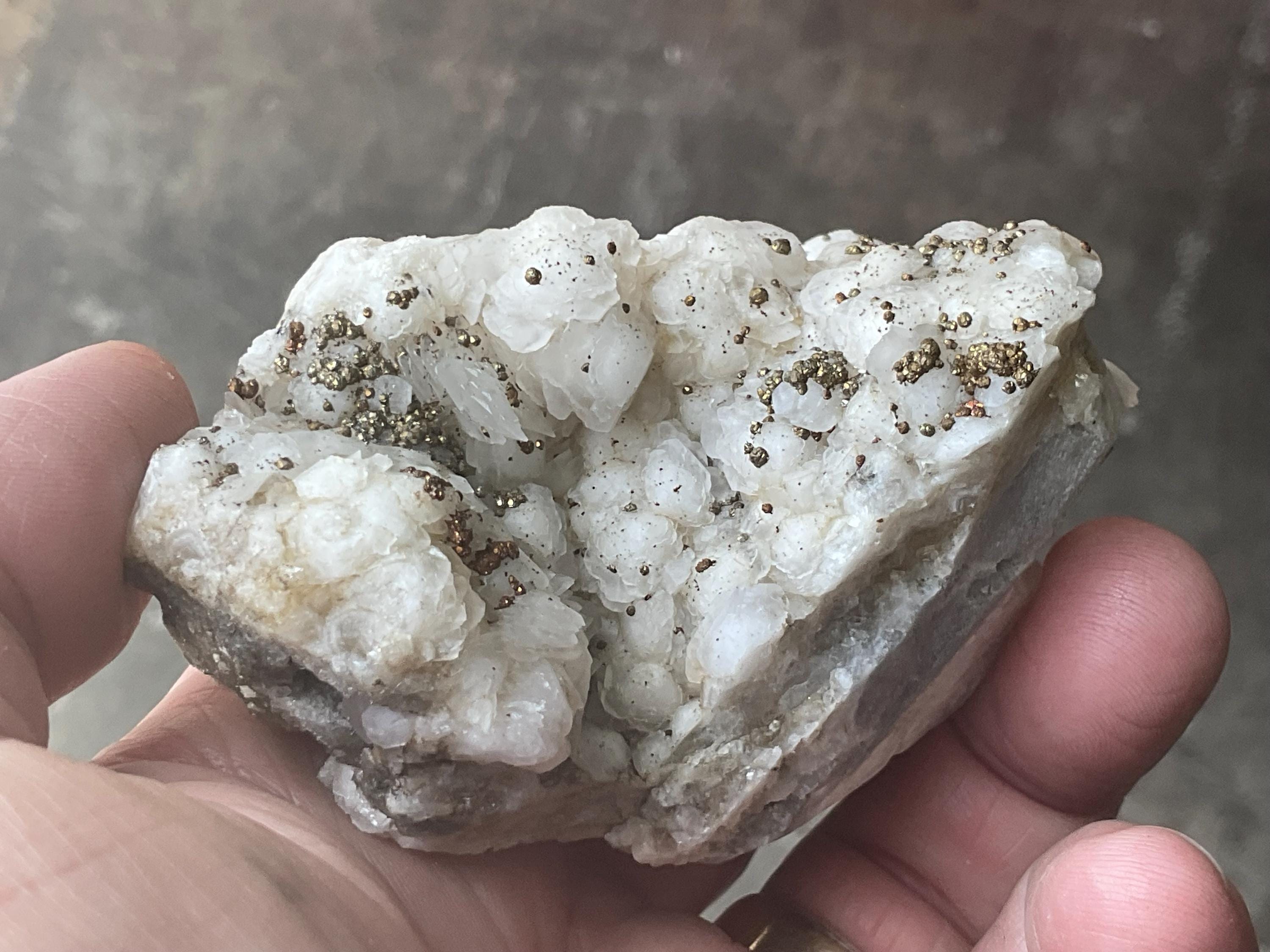 182g Pyrite on Calcite from Hunnan, China Specimen A