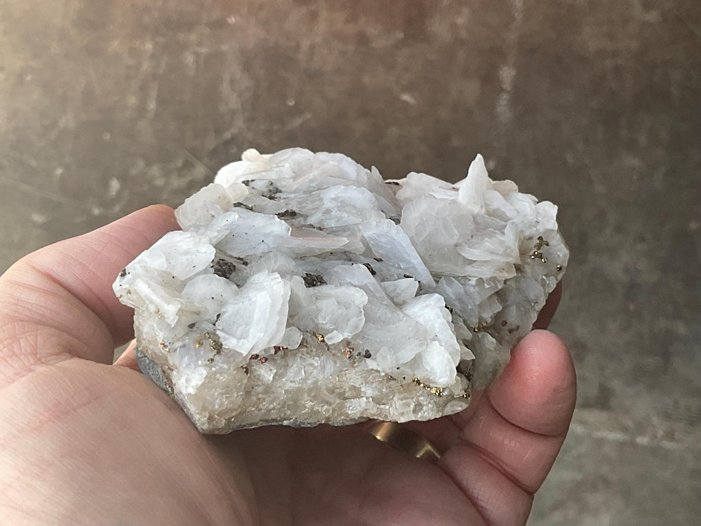 422g Pyrite on Calcite Specimen C from Hunnan, China
