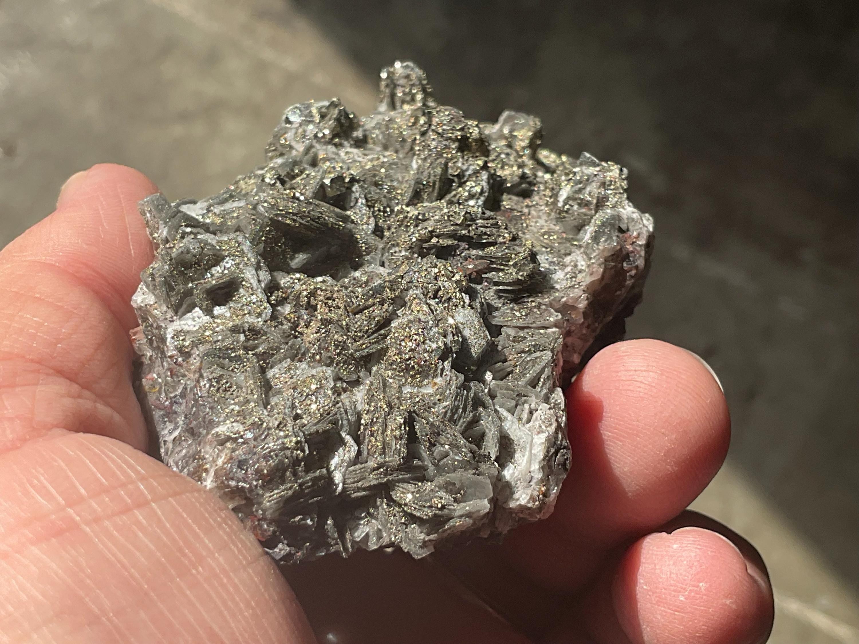 162g Pyrite encrusted Calcite on Limonite Quartz Specimen 3C from Fujian, China