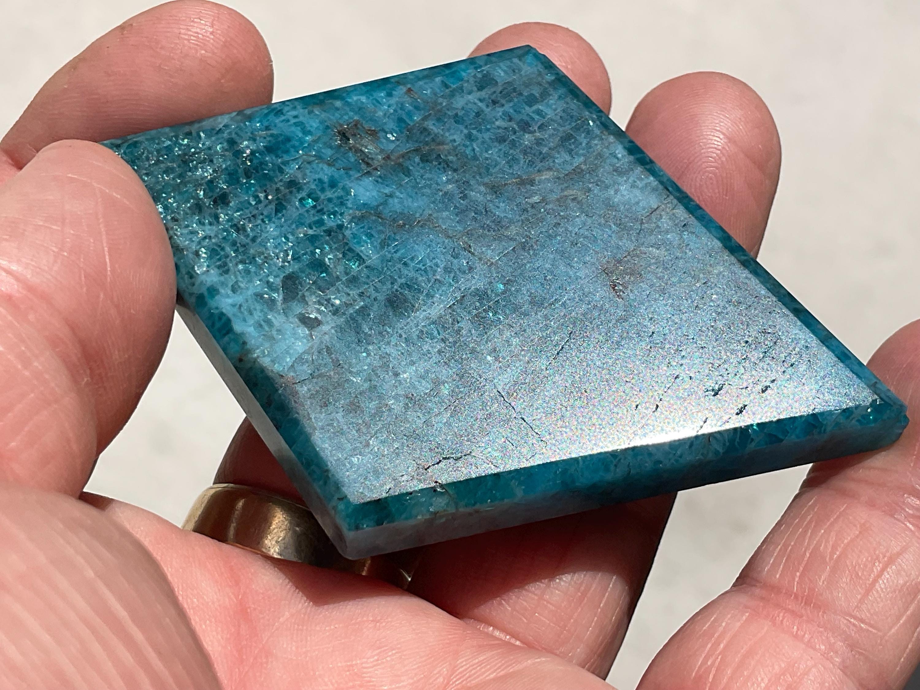 64g Blue Apatite Polished Diamond with stand 1B