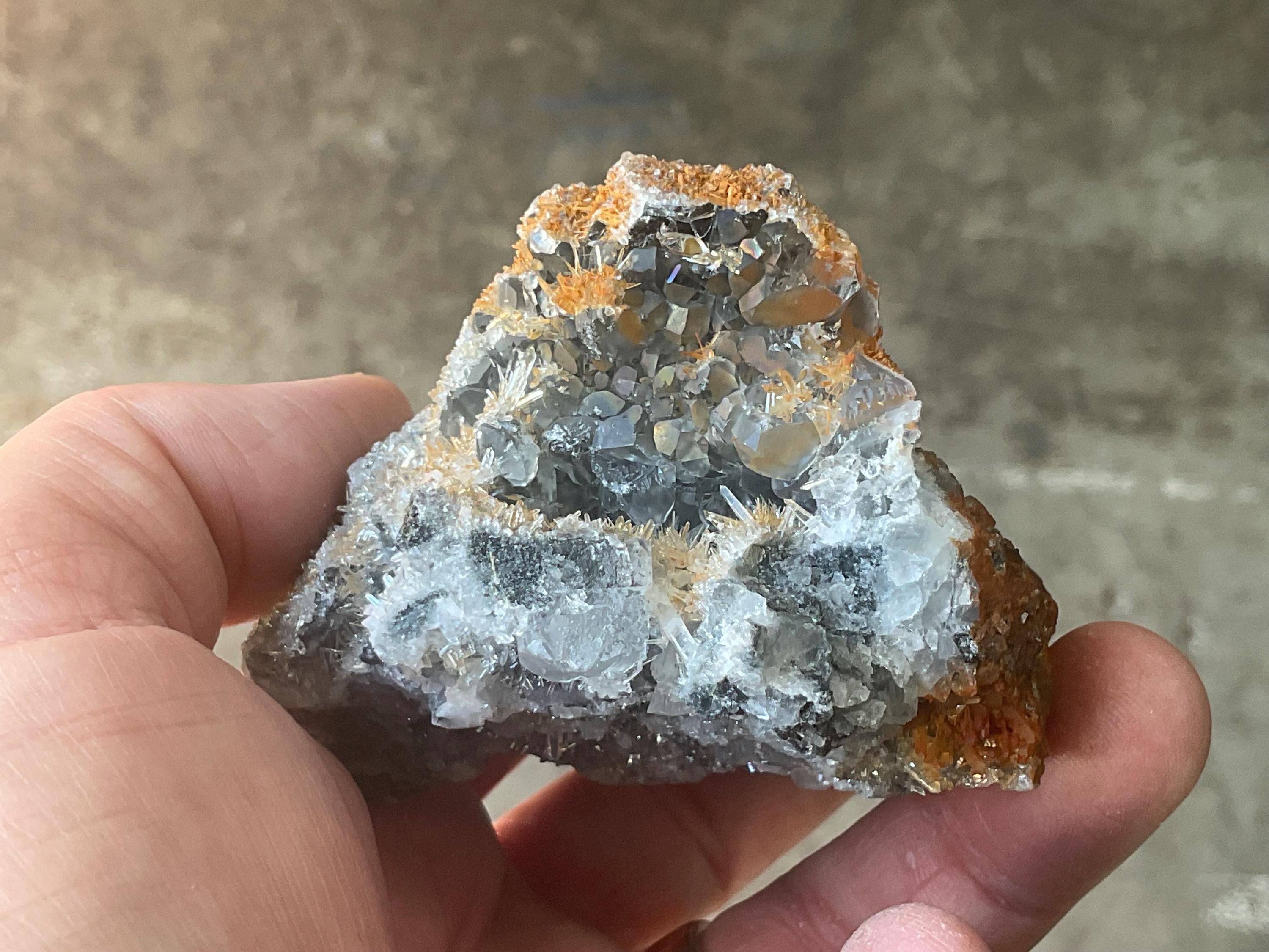 334g Hematite Stained Needle Quartz with Flourite Specimen 2C from Fujian, China