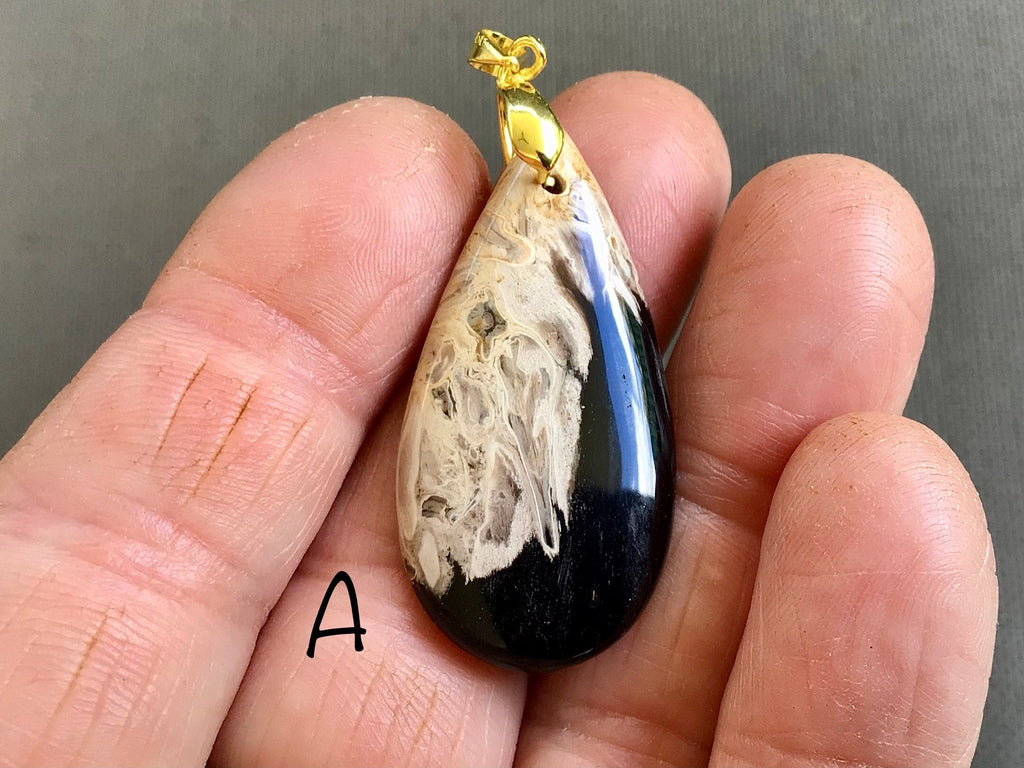 Indonesian Fossilised Palm Tree Pendants  3A