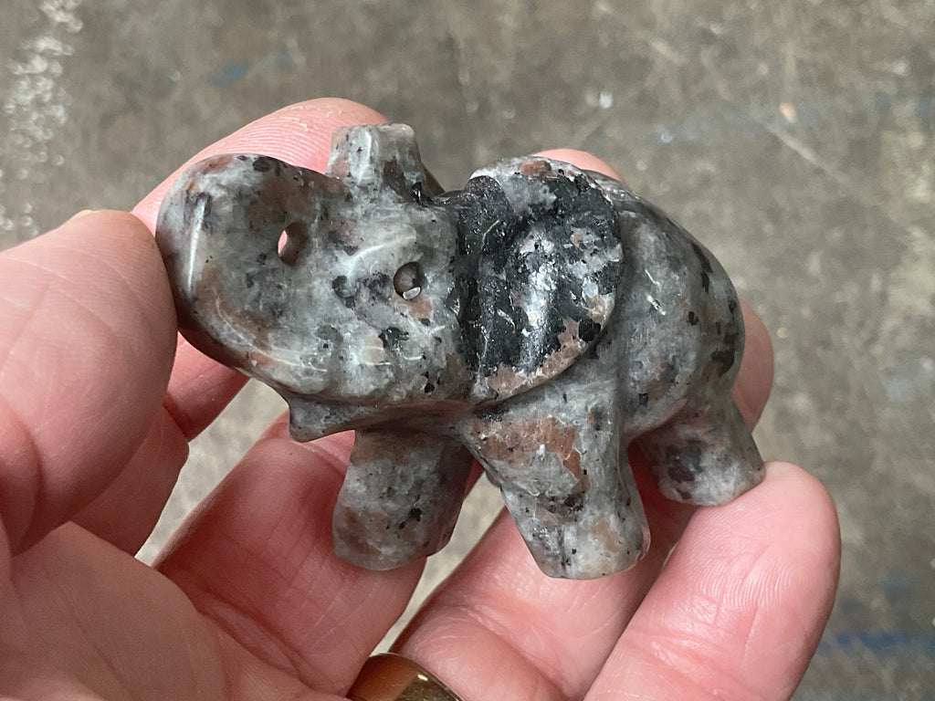 70g Syenite with Sodalite (Yooperlite) Elephant Carving A