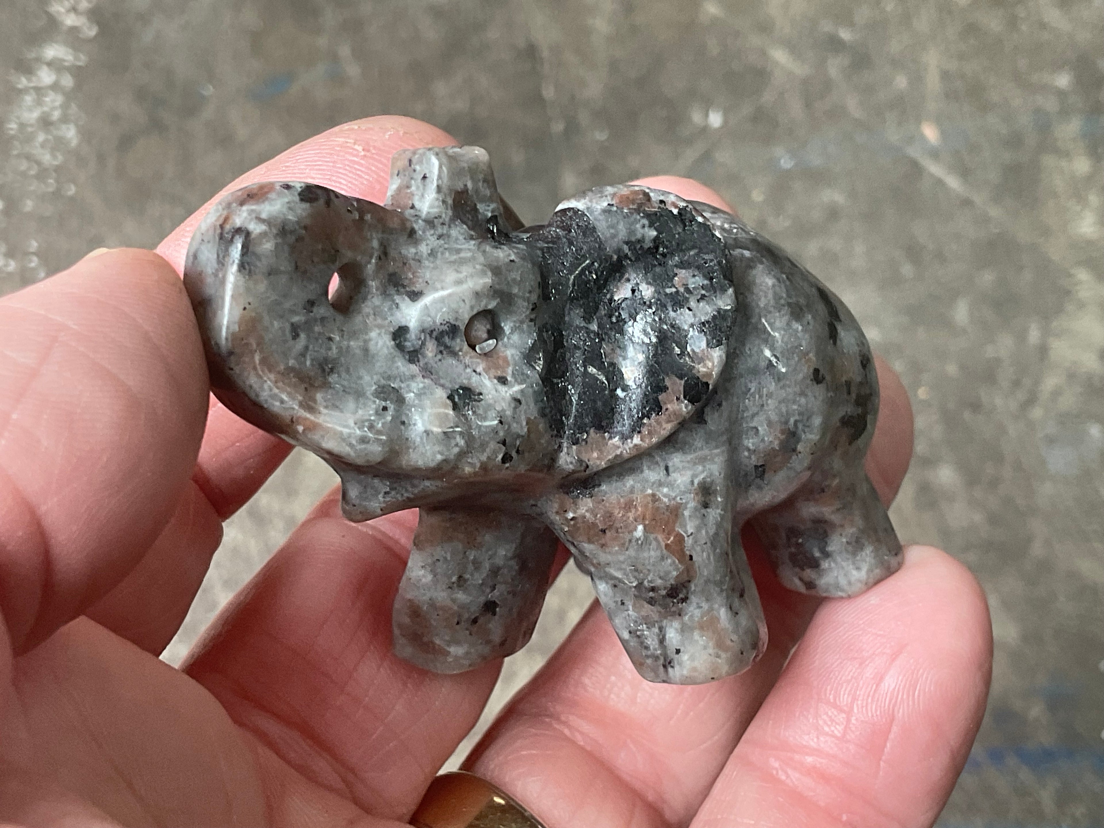 70g Syenite with Sodalite (Yooperlite) Elephant Carving A