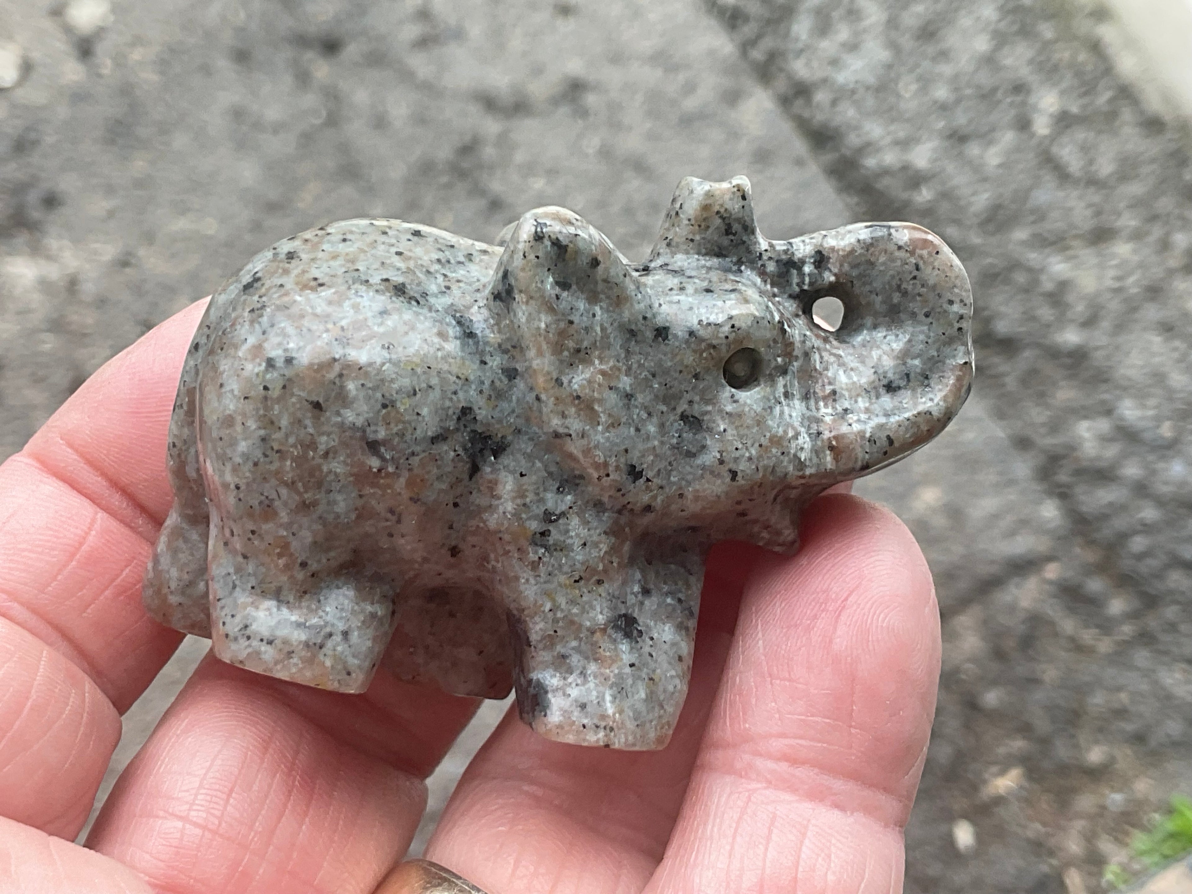 76g Syenite with Sodalite (Yooperlite) Elephant Carving B