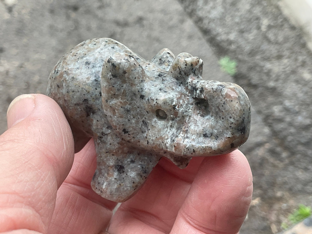 76g Syenite with Sodalite (Yooperlite) Elephant Carving B