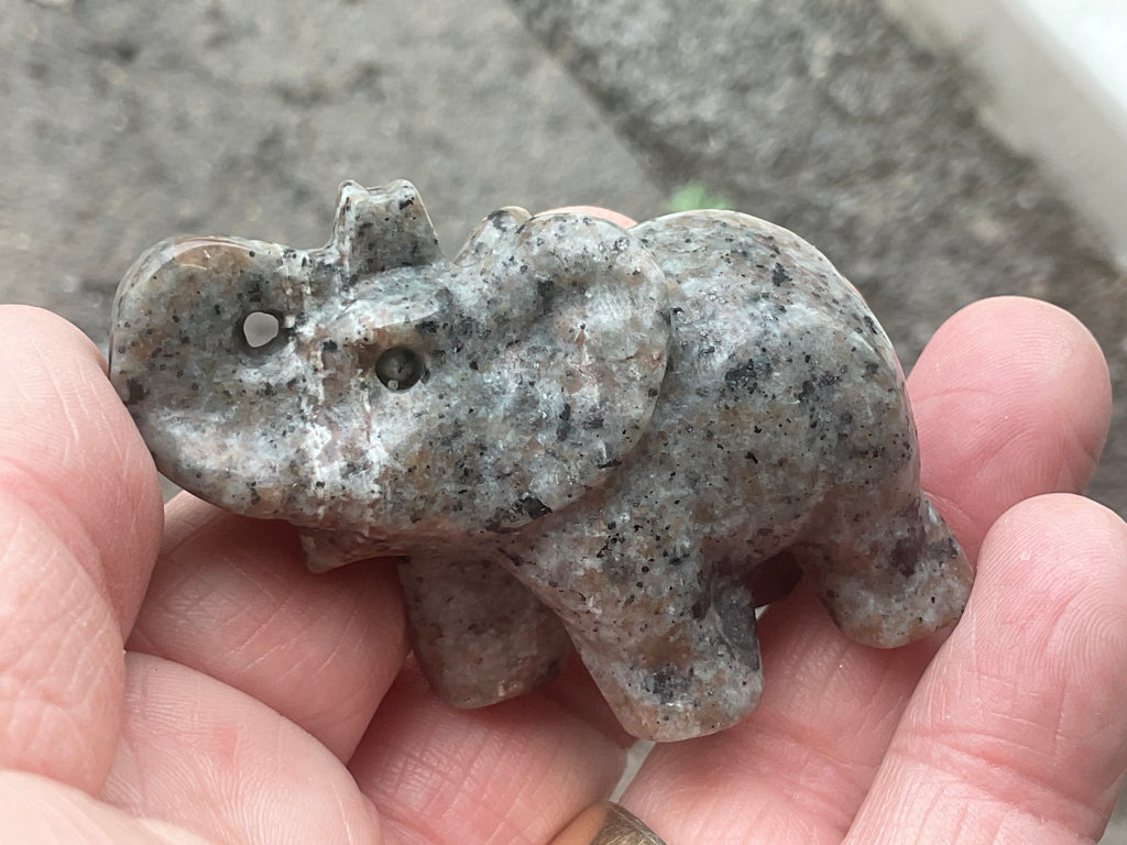 76g Syenite with Sodalite (Yooperlite) Elephant Carving B