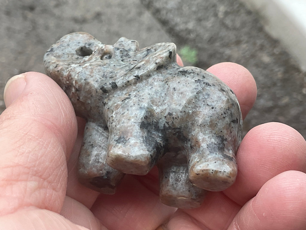 76g Syenite with Sodalite (Yooperlite) Elephant Carving B