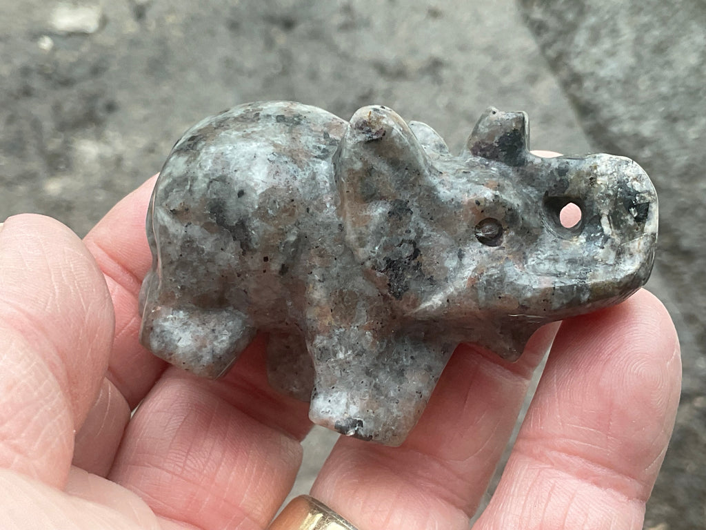 76g Syenite with Sodalite (Yooperlite) Elephant Carving C