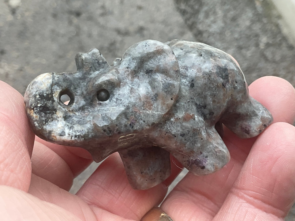 76g Syenite with Sodalite (Yooperlite) Elephant Carving C