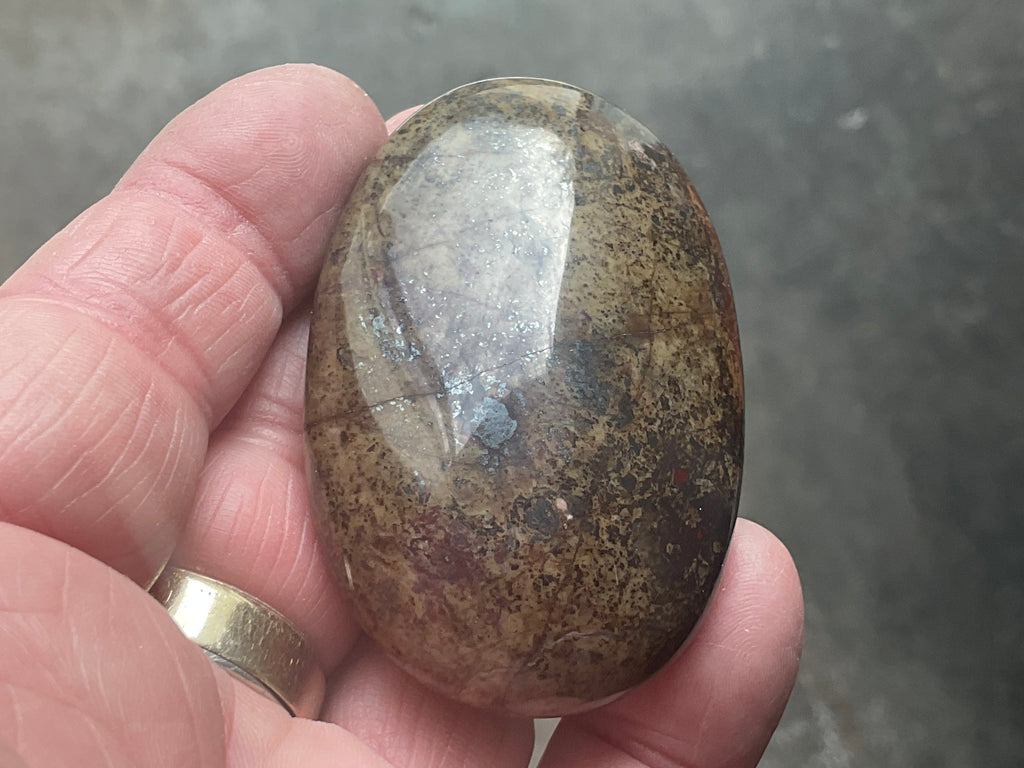 88g Jasper with Hematite Inclusions Palmstone