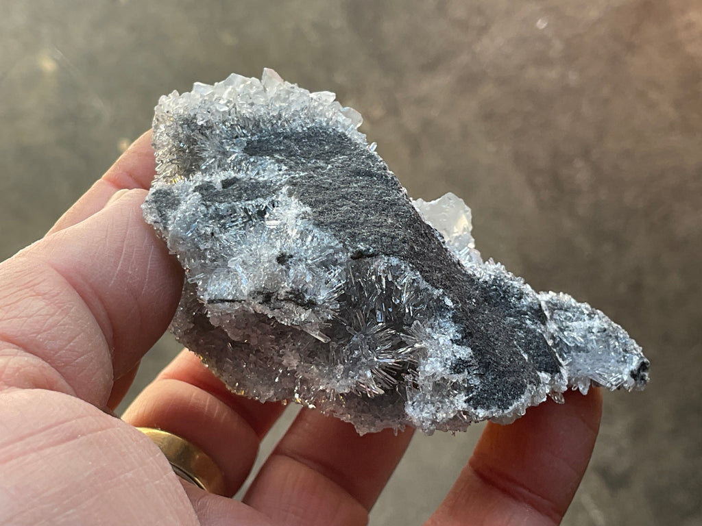 136g “Chrysanthemum Quartz” with Bladed Calcite Specimen C