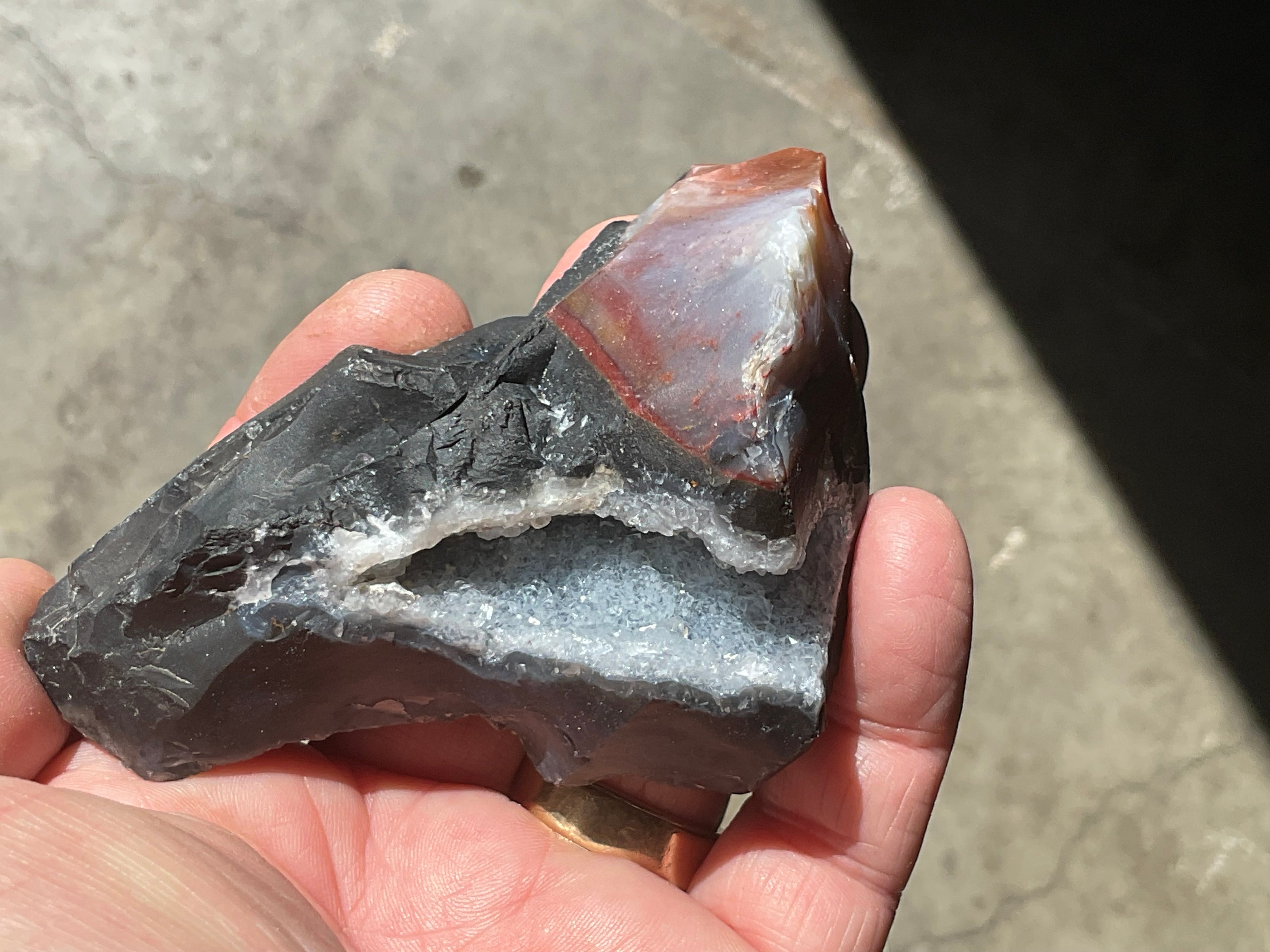 152g Sardonyx Rough with Quartz Vug Specimen