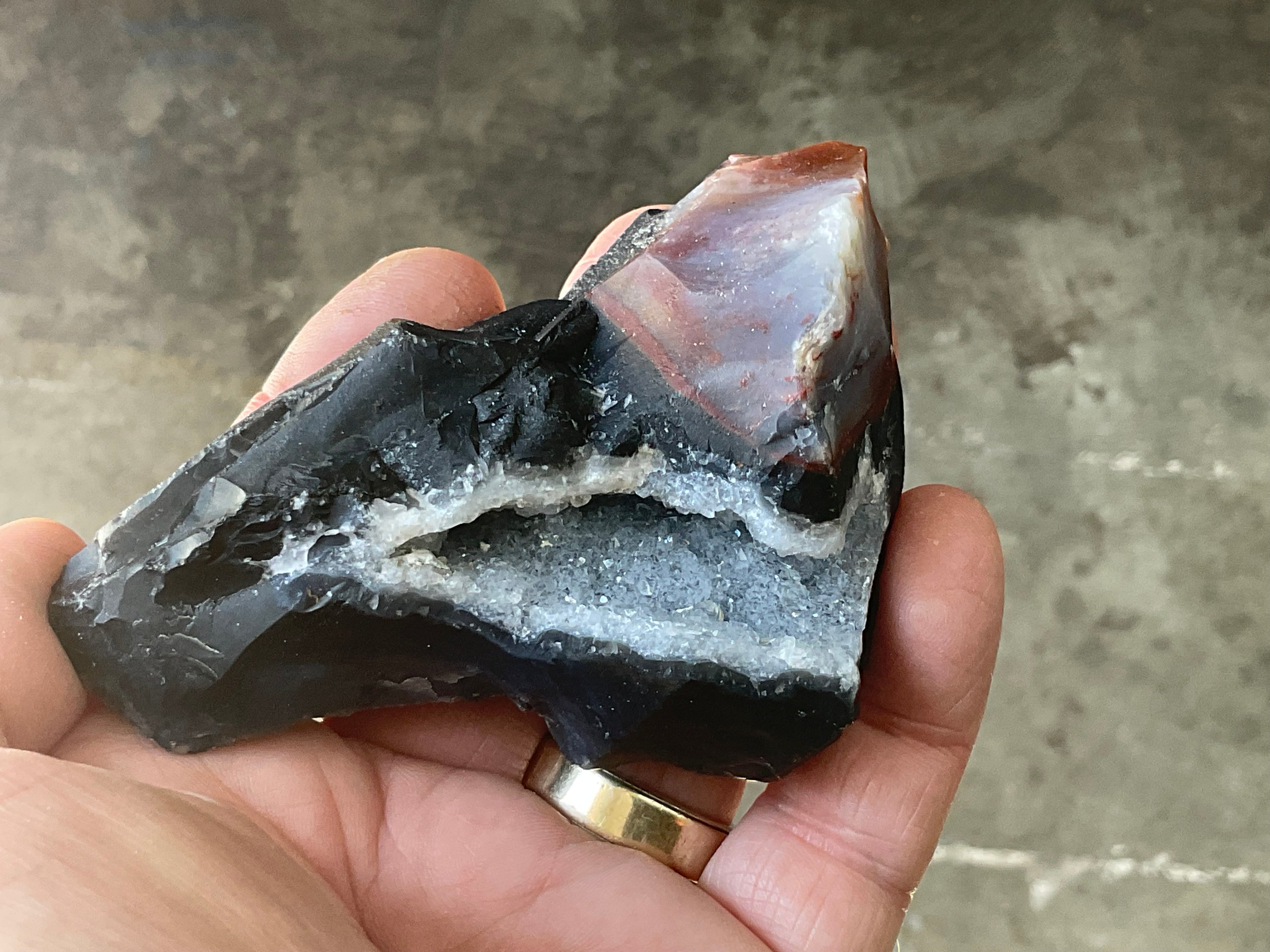152g Sardonyx Rough with Quartz Vug Specimen