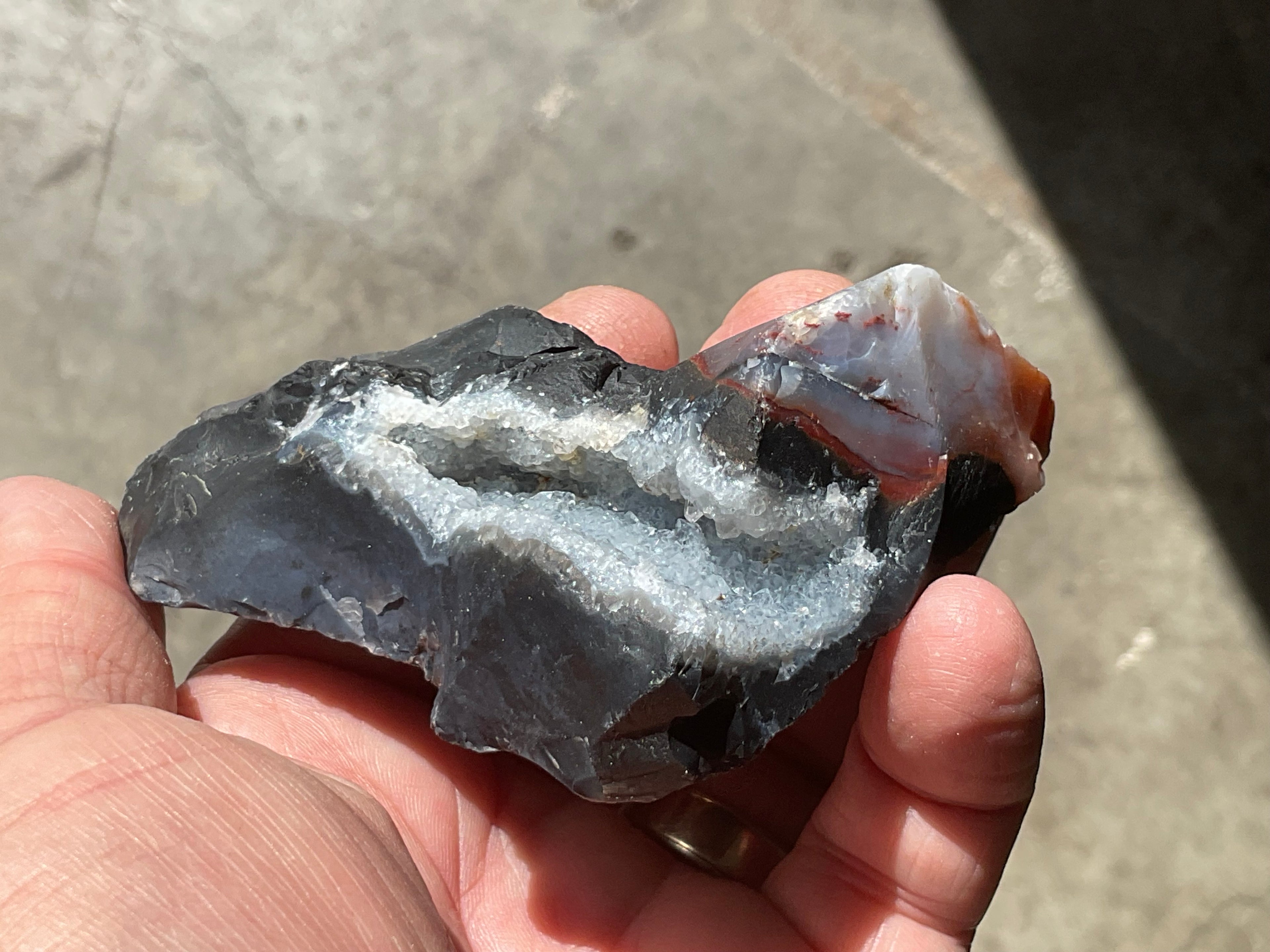 152g Sardonyx Rough with Quartz Vug Specimen