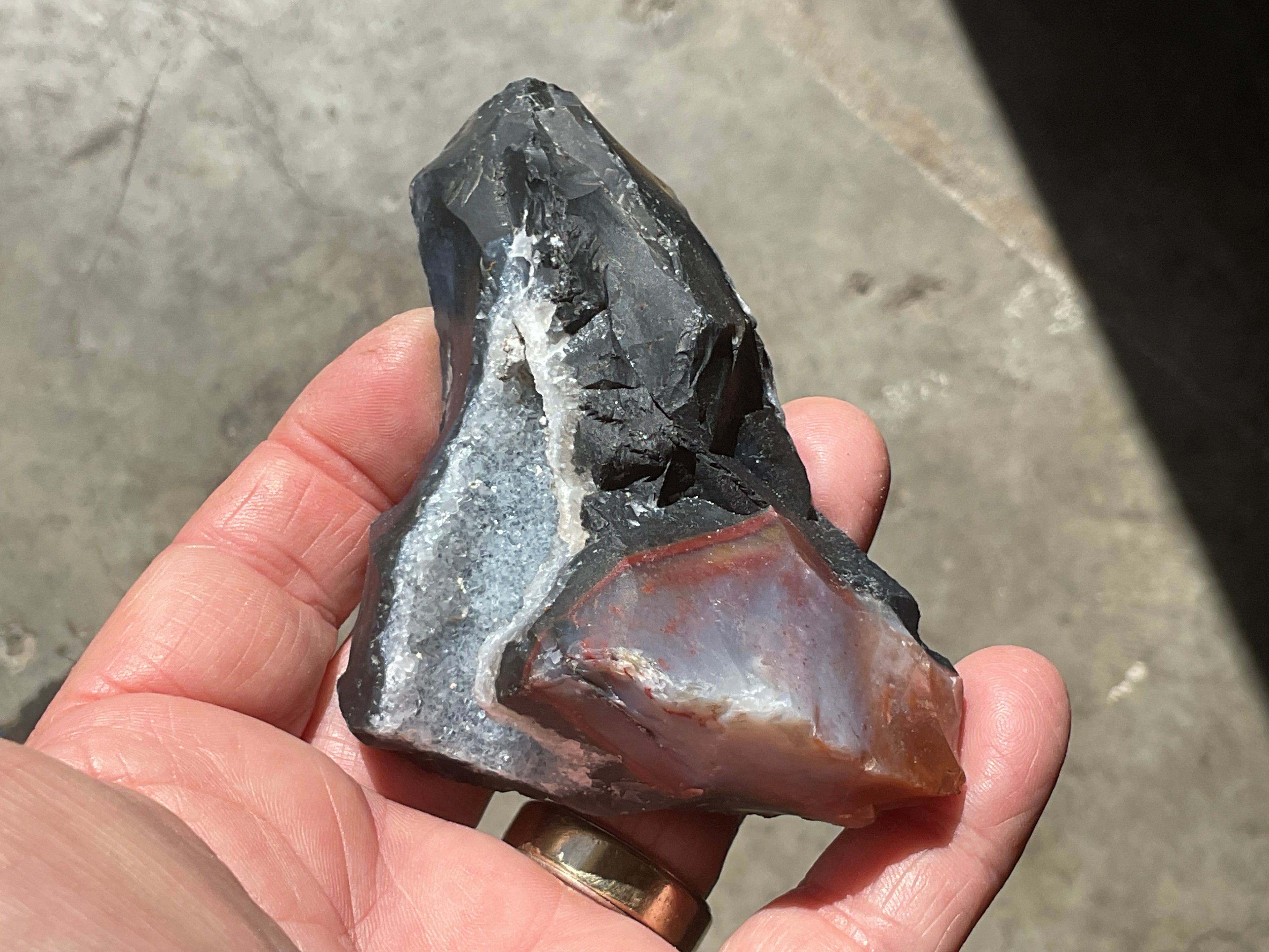 152g Sardonyx Rough with Quartz Vug Specimen