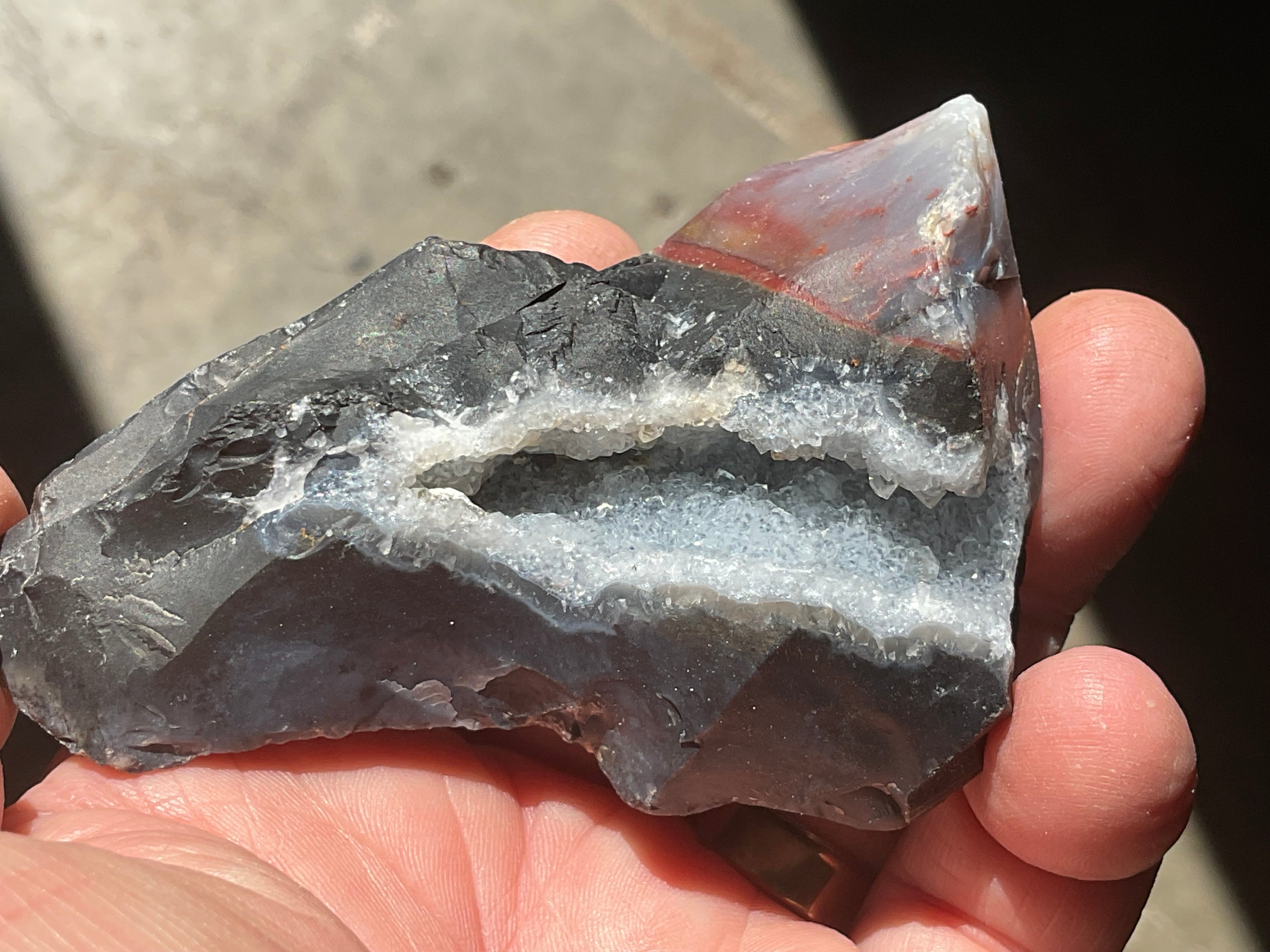 152g Sardonyx Rough with Quartz Vug Specimen