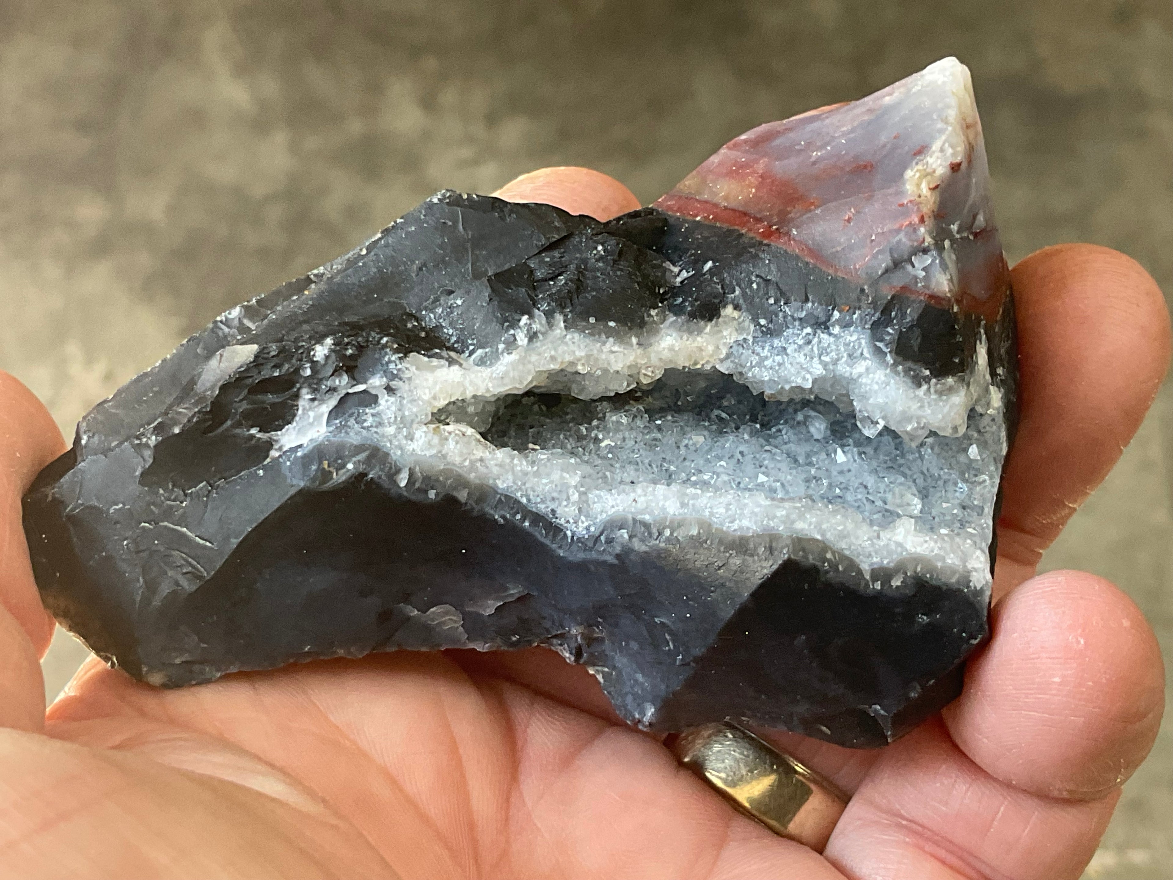 152g Sardonyx Rough with Quartz Vug Specimen