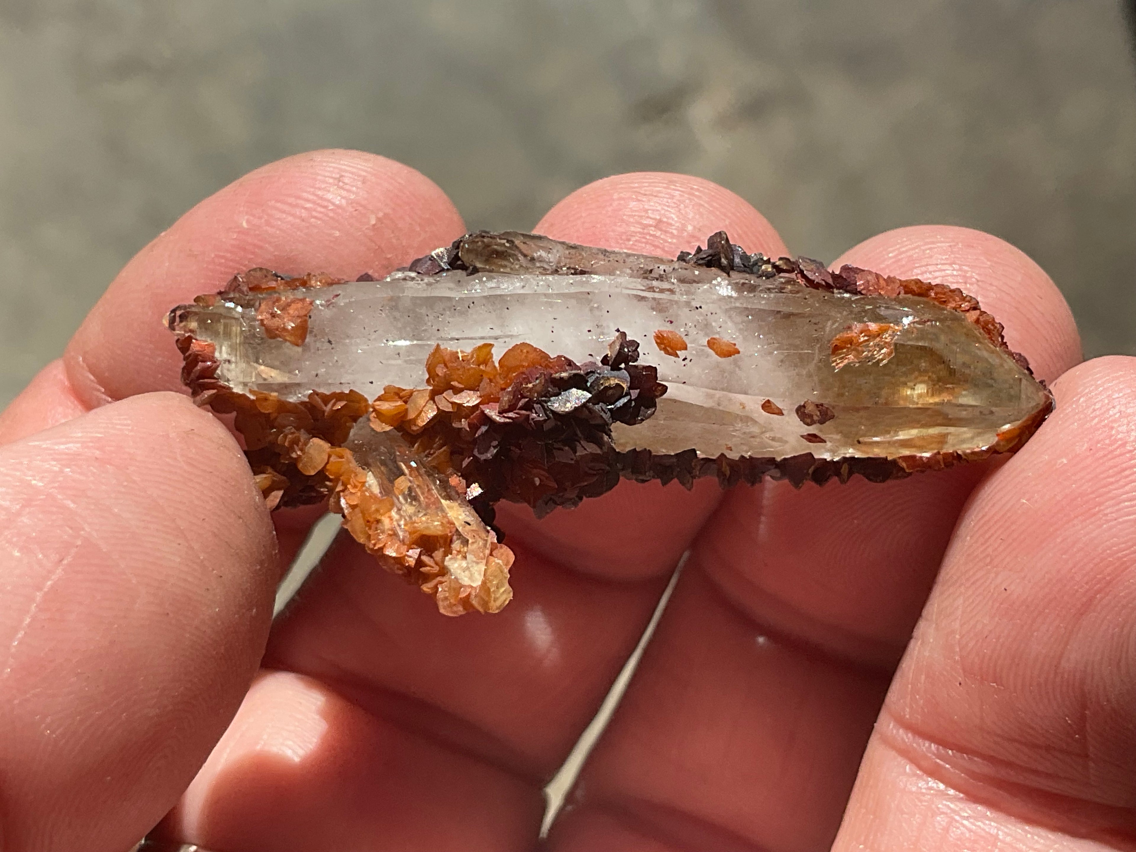 10g Double Terminated Self Healer Rose Hematite Coated Quartz Specimen