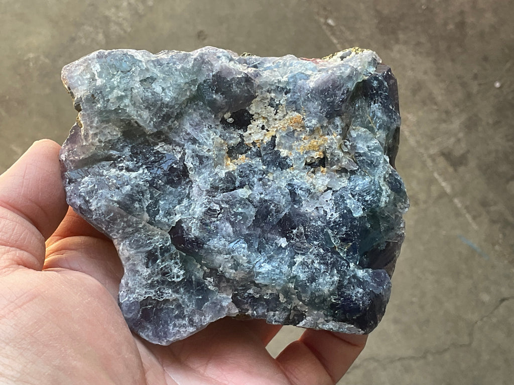 716g Chalcopyrite coated Purple Cubic Fluorite Specimen 3B from Hunan, China