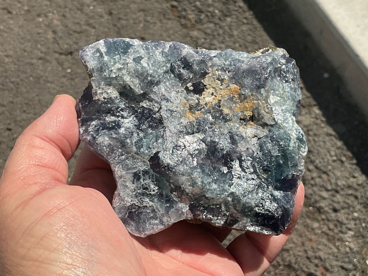 716g Chalcopyrite coated Purple Cubic Fluorite Specimen 3B from Hunan, China