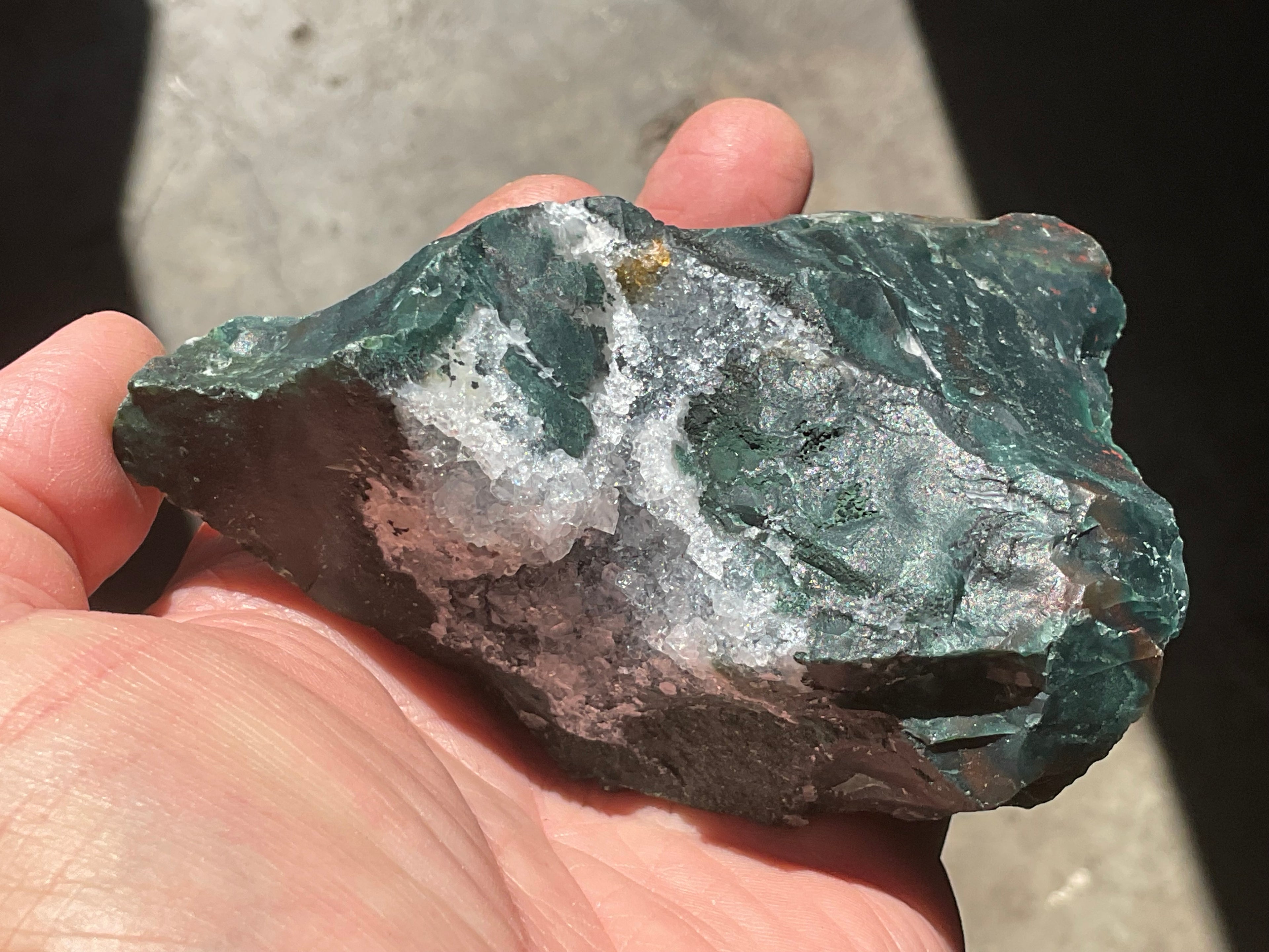 296g Indian Bloodstone with Quartz Vug