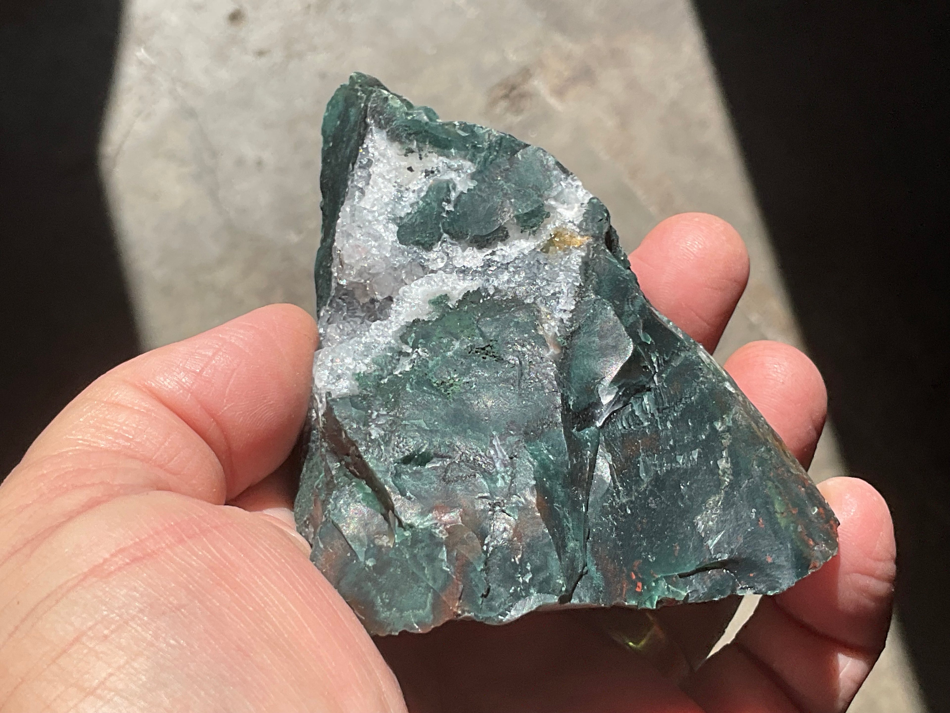 296g Indian Bloodstone with Quartz Vug