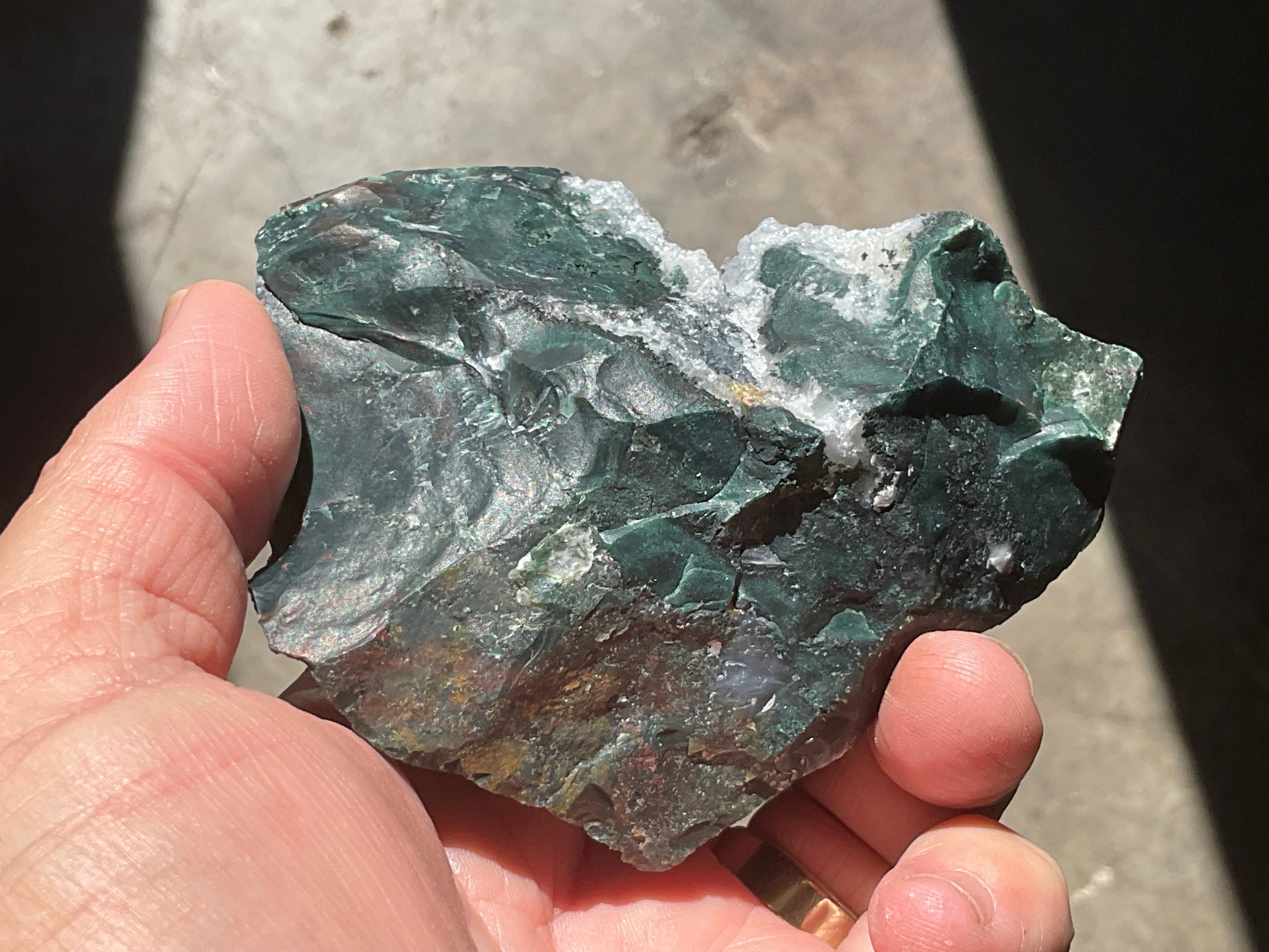 296g Indian Bloodstone with Quartz Vug