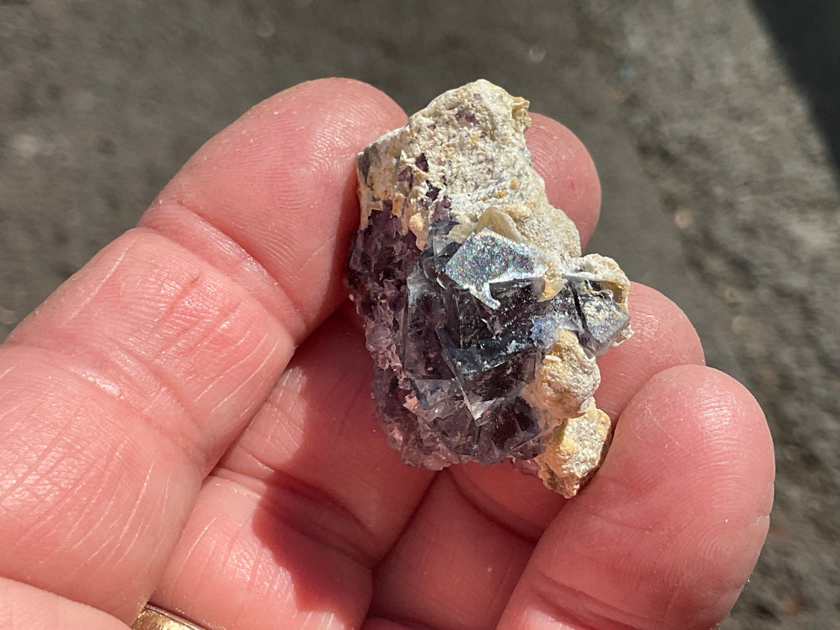 16g Phantom Cubic Fluorite with Calcite and Siderite Specimen 1A