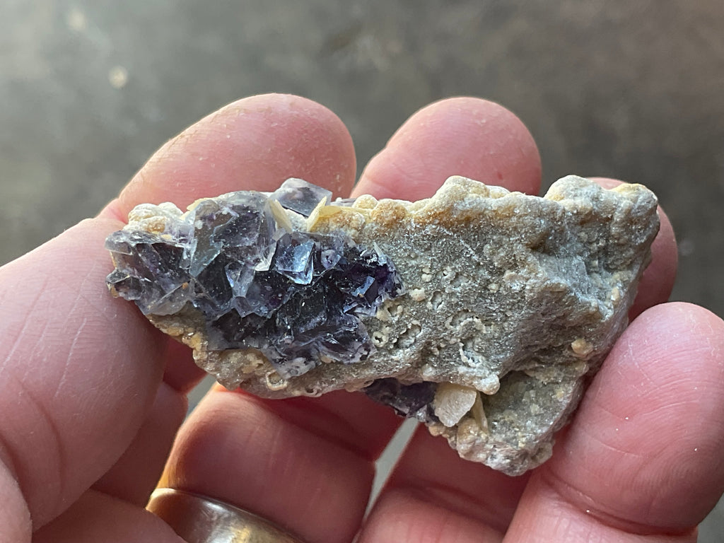 40g Phantom Cubic Fluorite with Calcite and Siderite Specimen 1B
