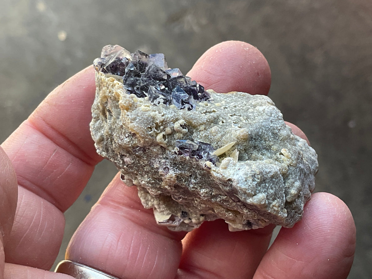 40g Phantom Cubic Fluorite with Calcite and Siderite Specimen 1B
