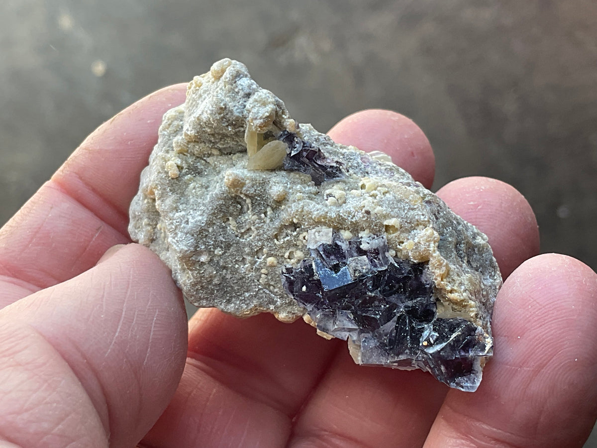 40g Phantom Cubic Fluorite with Calcite and Siderite Specimen 1B