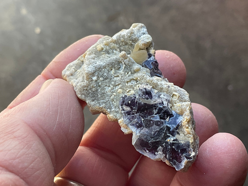 40g Phantom Cubic Fluorite with Calcite and Siderite Specimen 1B