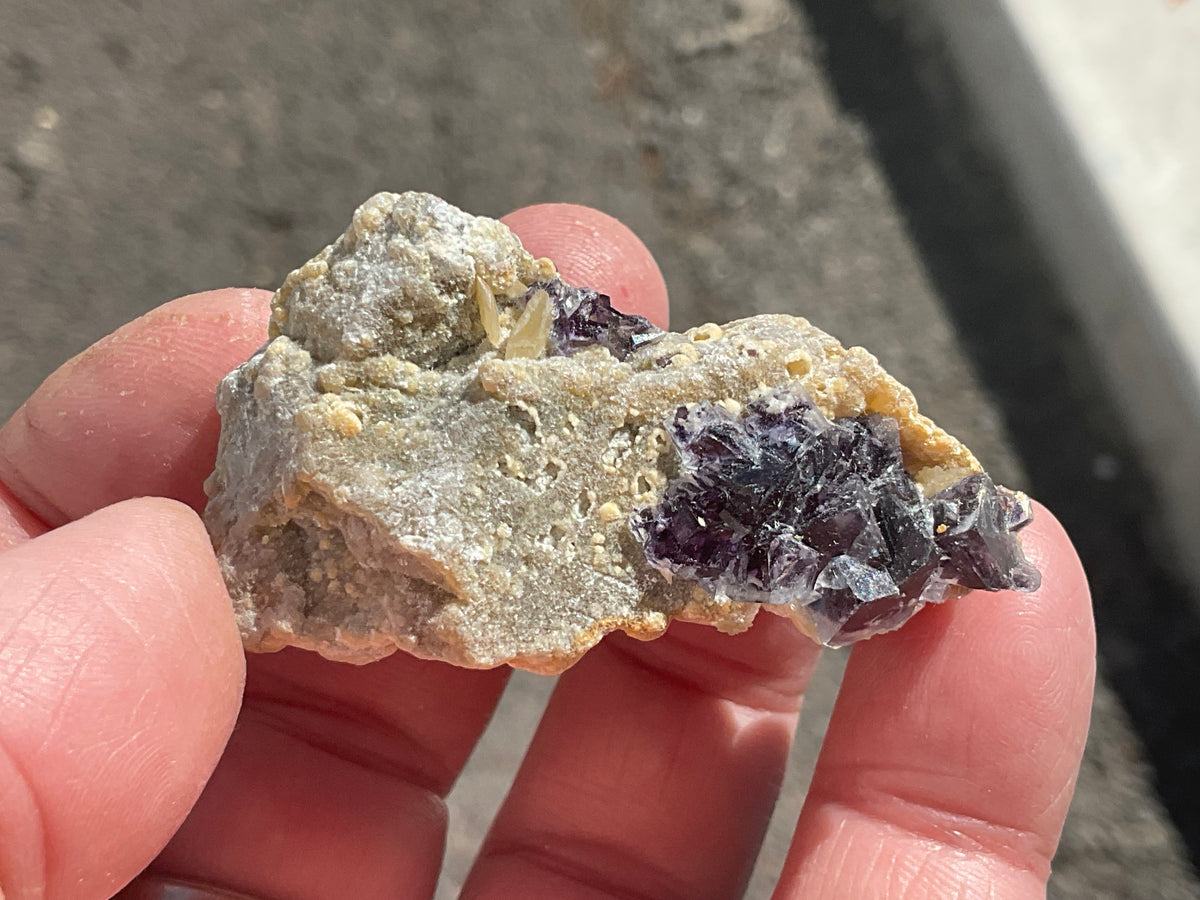 40g Phantom Cubic Fluorite with Calcite and Siderite Specimen 1B
