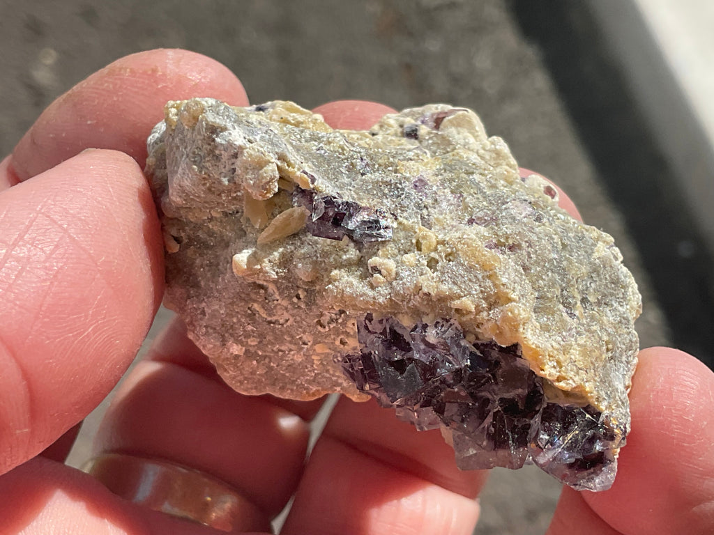 40g Phantom Cubic Fluorite with Calcite and Siderite Specimen 1B