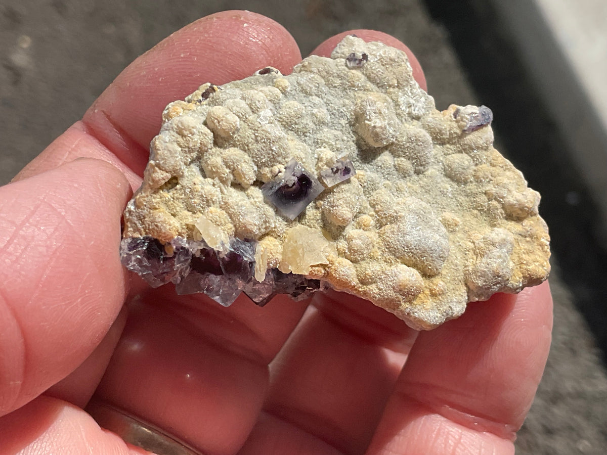 40g Phantom Cubic Fluorite with Calcite and Siderite Specimen 1B