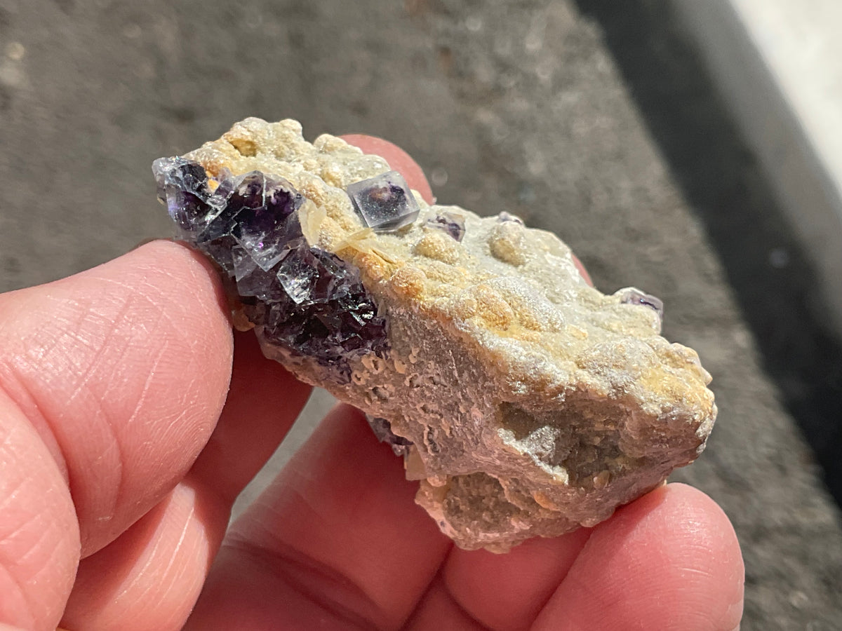 40g Phantom Cubic Fluorite with Calcite and Siderite Specimen 1B