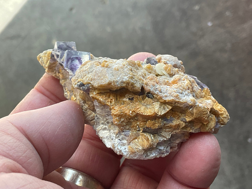 92g Phantom Cubic Fluorite with Calcite and Siderite Specimen 1C