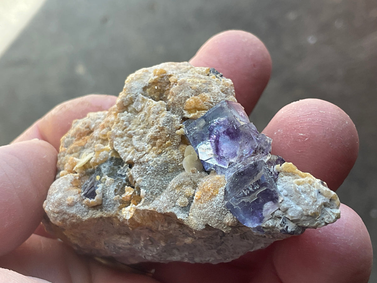 92g Phantom Cubic Fluorite with Calcite and Siderite Specimen 1C