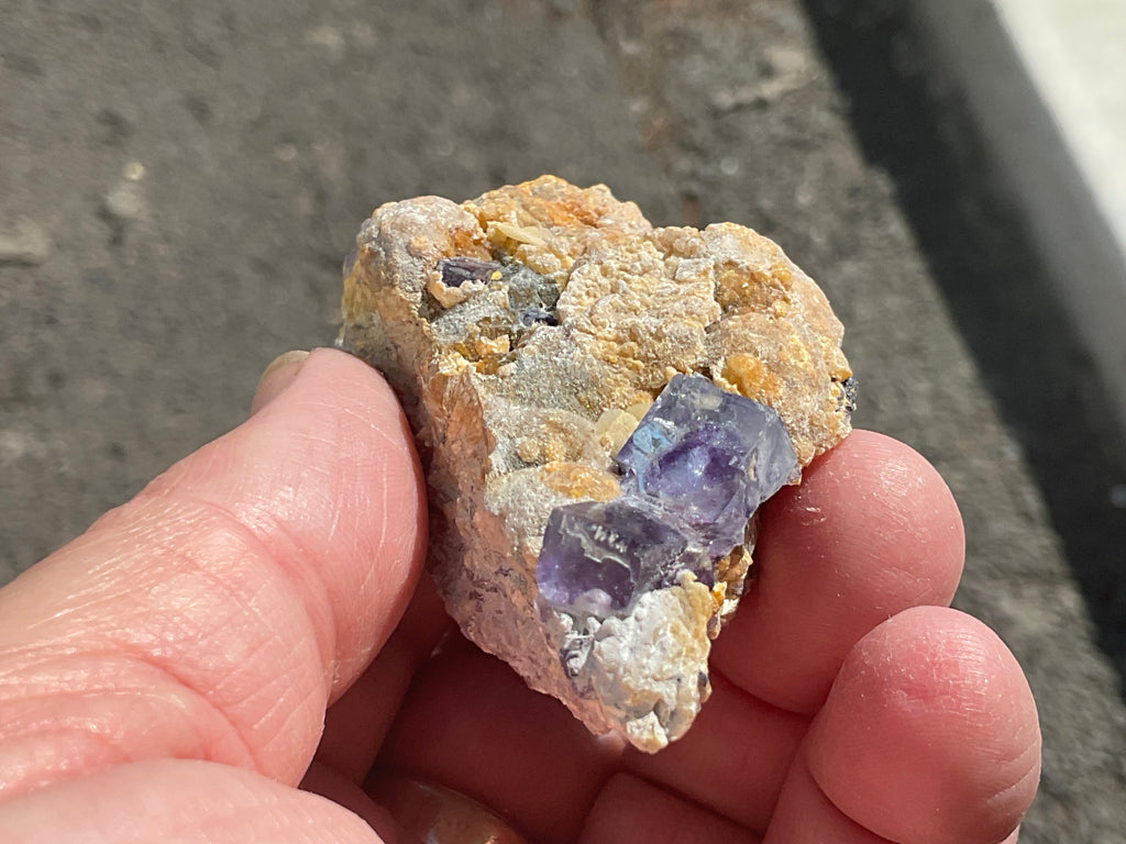92g Phantom Cubic Fluorite with Calcite and Siderite Specimen 1C