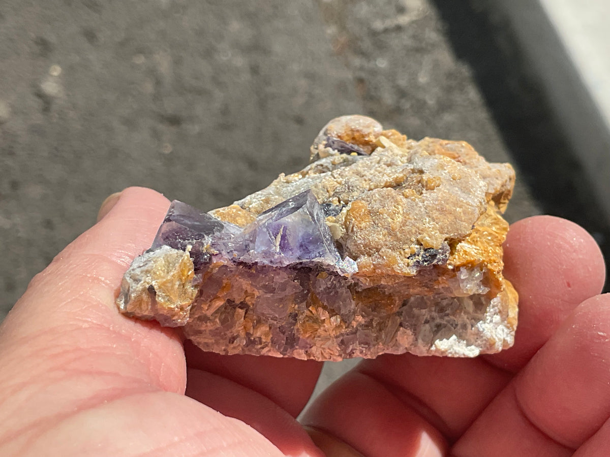 92g Phantom Cubic Fluorite with Calcite and Siderite Specimen 1C
