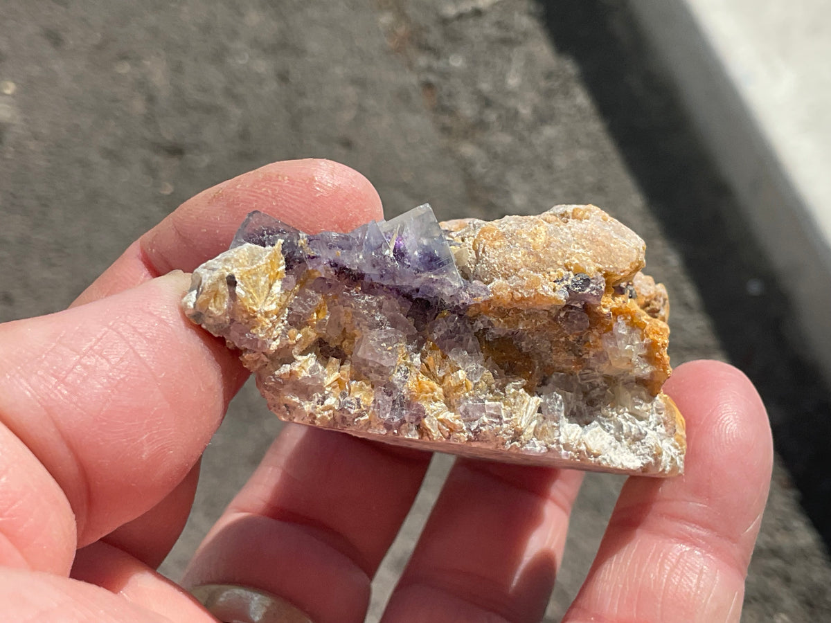 92g Phantom Cubic Fluorite with Calcite and Siderite Specimen 1C