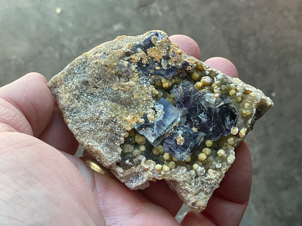 154g Phantom Cubic Fluorite with Calcite and Siderite Specimen 2A