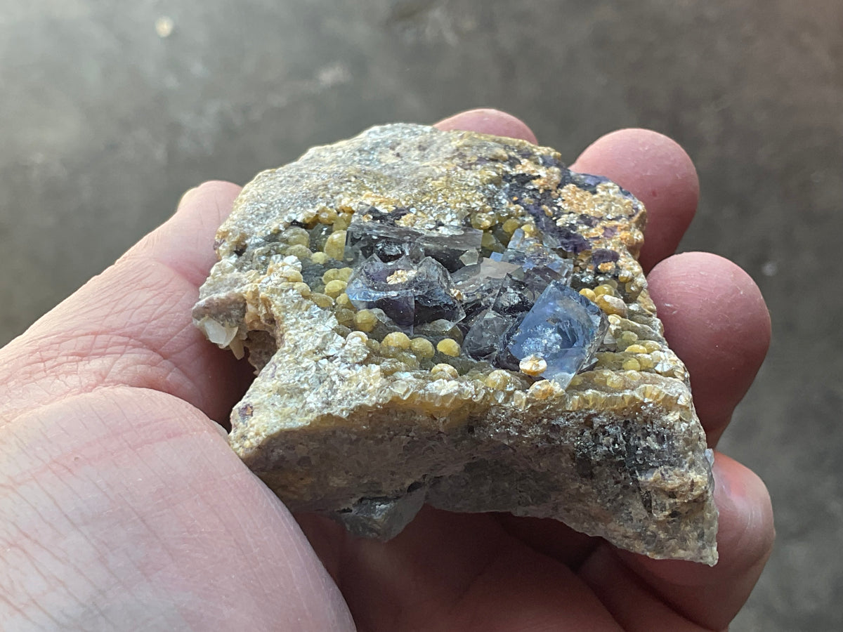 154g Phantom Cubic Fluorite with Calcite and Siderite Specimen 2A