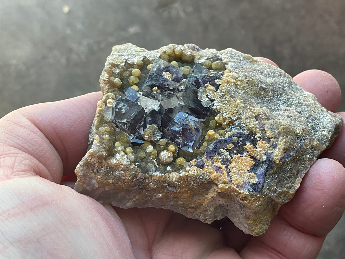154g Phantom Cubic Fluorite with Calcite and Siderite Specimen 2A
