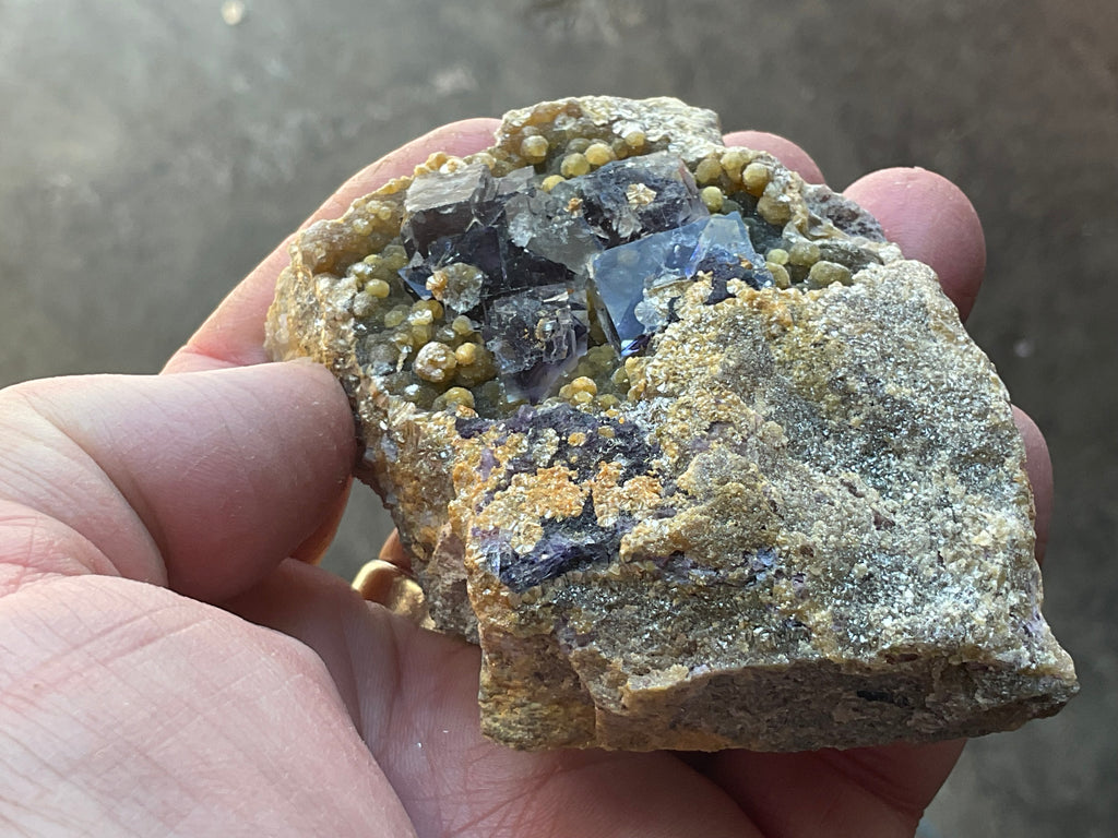 154g Phantom Cubic Fluorite with Calcite and Siderite Specimen 2A