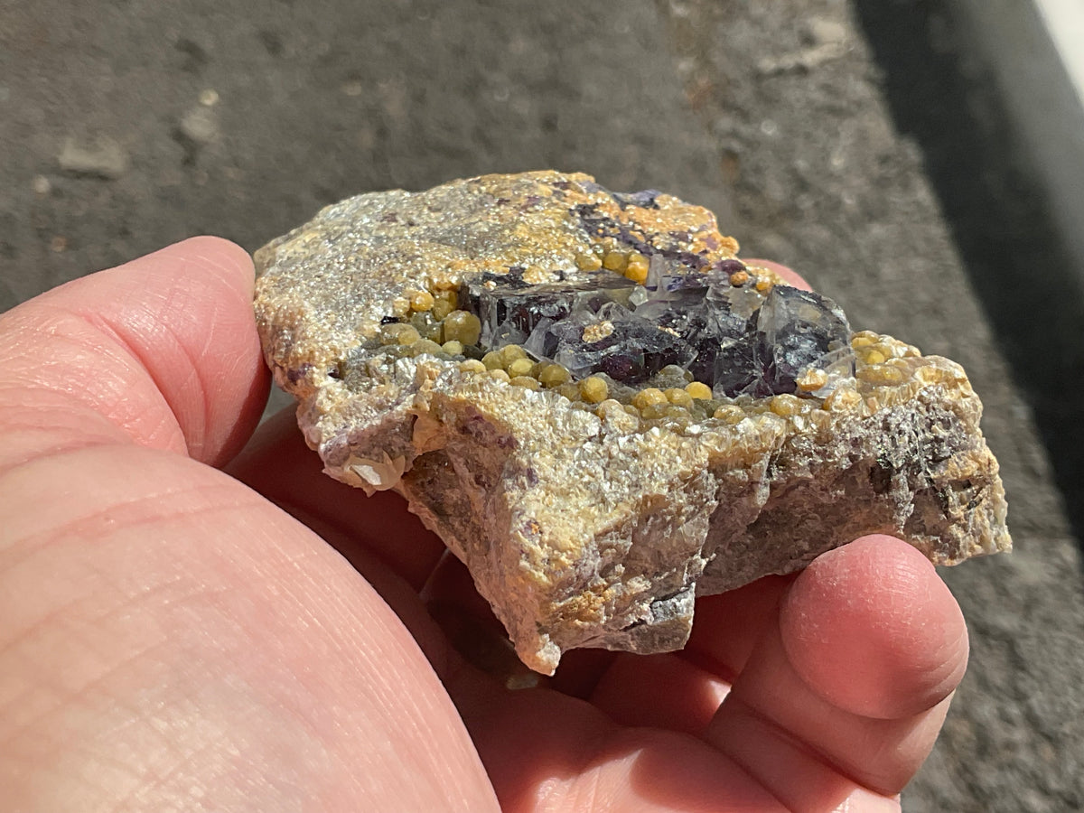 154g Phantom Cubic Fluorite with Calcite and Siderite Specimen 2A