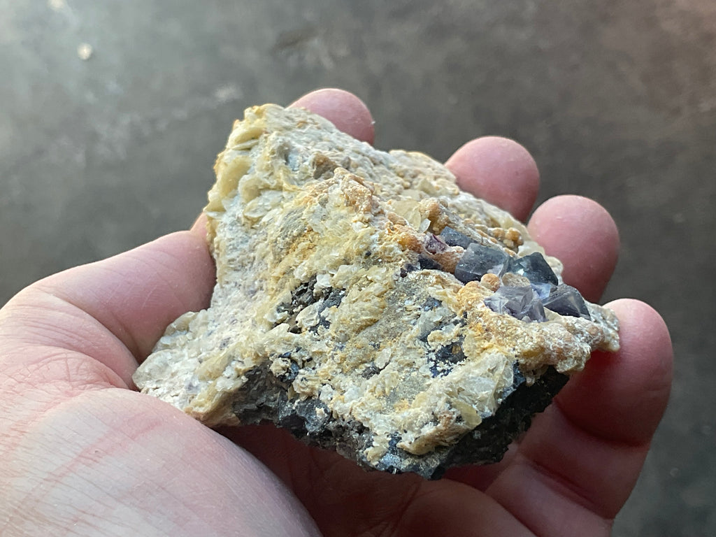 204g Phantom Cubic Fluorite with Calcite and Siderite Specimen 2B