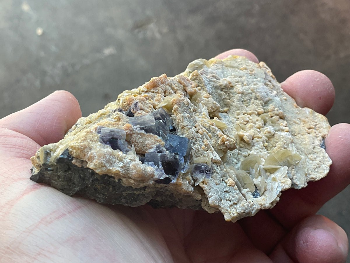 204g Phantom Cubic Fluorite with Calcite and Siderite Specimen 2B